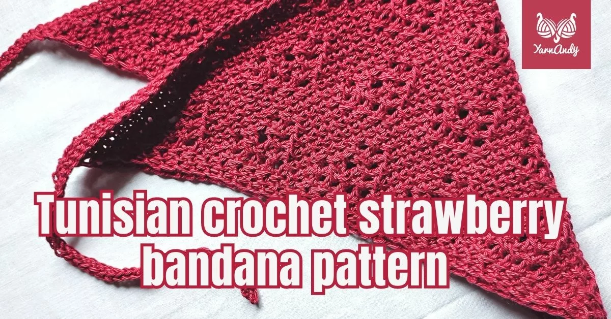 Tunisian crochet strawberry bandana Cover photo jpg