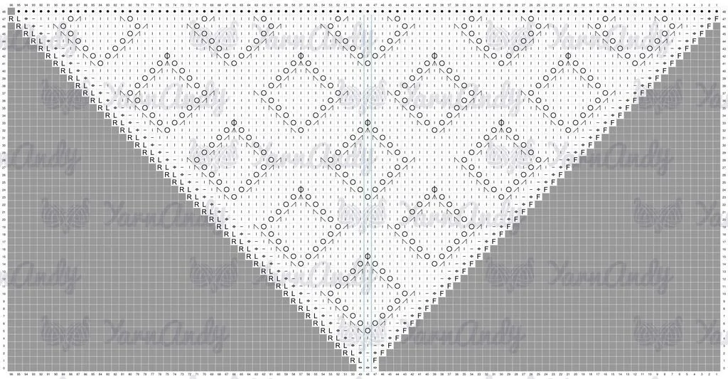 Lacy diamond Tunisian crochet bandana free pattern full chart jpg