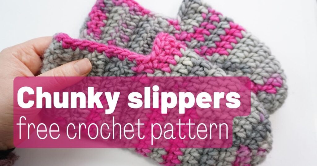 Cover photo Quick chunky slippers free crochet pattern