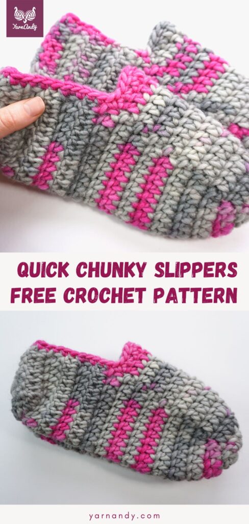 Easy chunky slippers - free crochet pattern - Yarnandy
