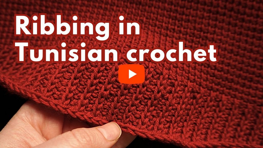 YT thumbnail ribbing in Tunisian crochet