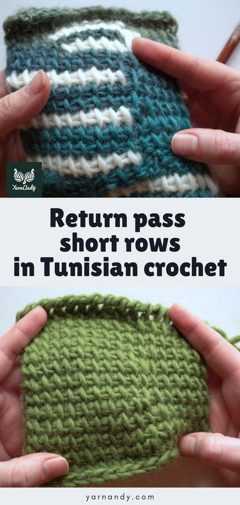 Pin return pass short rows in Tunisian crochet 1024