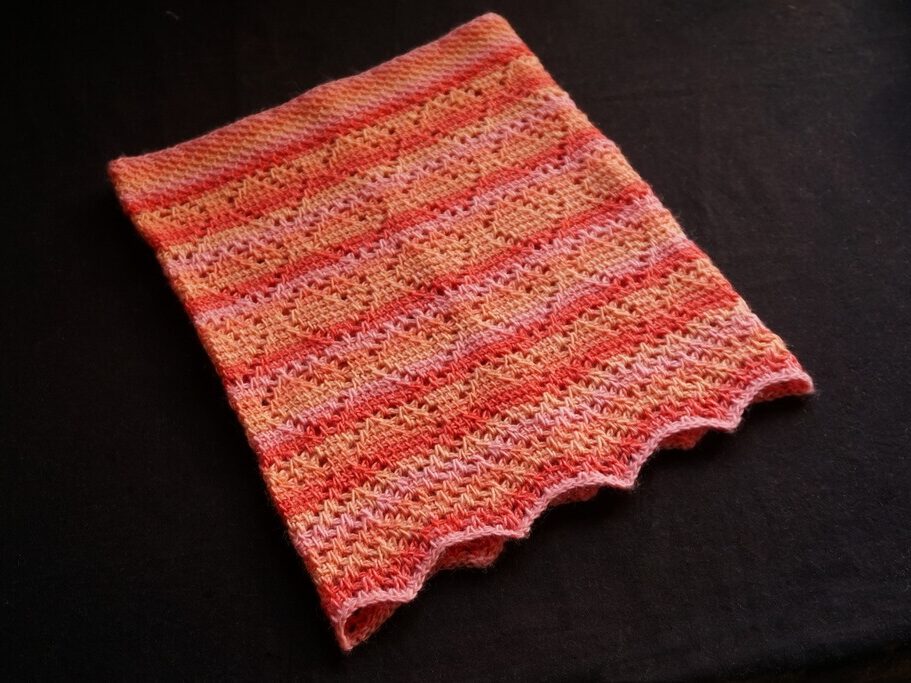 Tunisian crochet peach lace cowl 4 edited