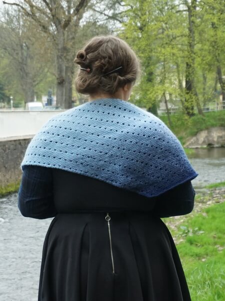 Tunisian crochet asymmetrical rounded triangle shawl tutorial 2 Kyanite shawl Tunisian crochet pattern 05