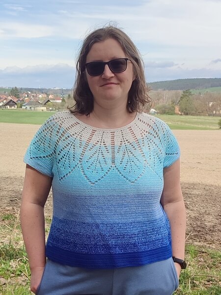 Project diary - Calliandra round yoke top 6 First round yoke sample in blue 2