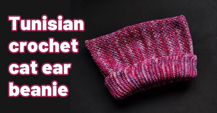 Cover photo Tunisian crochet cat ear beanie 388p