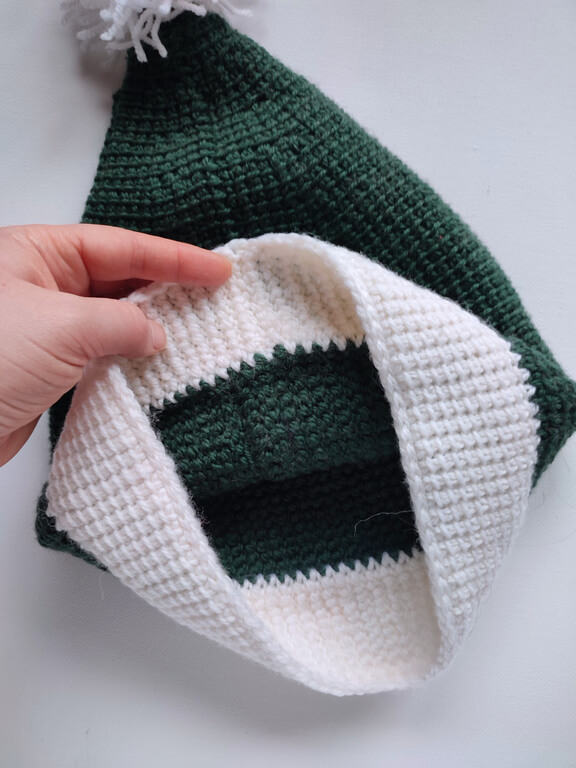 View of inside of elf hat