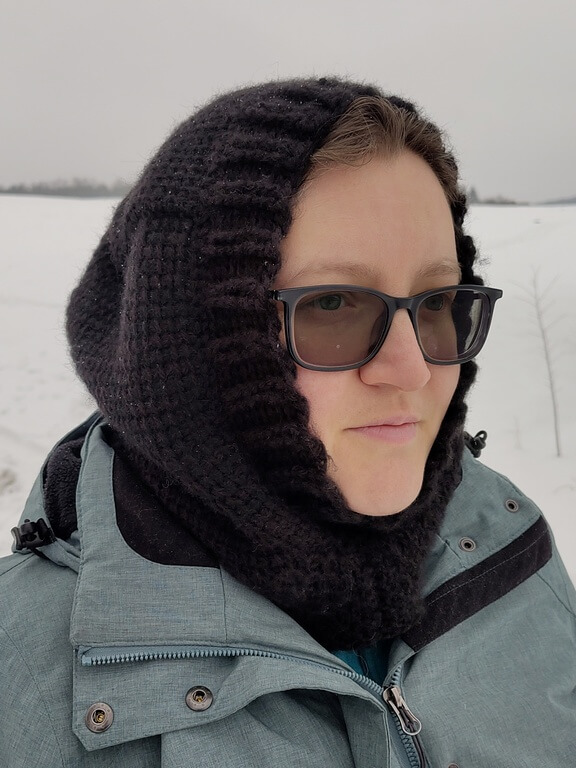 Black Tunisian crochet balaclava