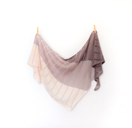 Blueberry popsicle shawl pinned in two places on the long side